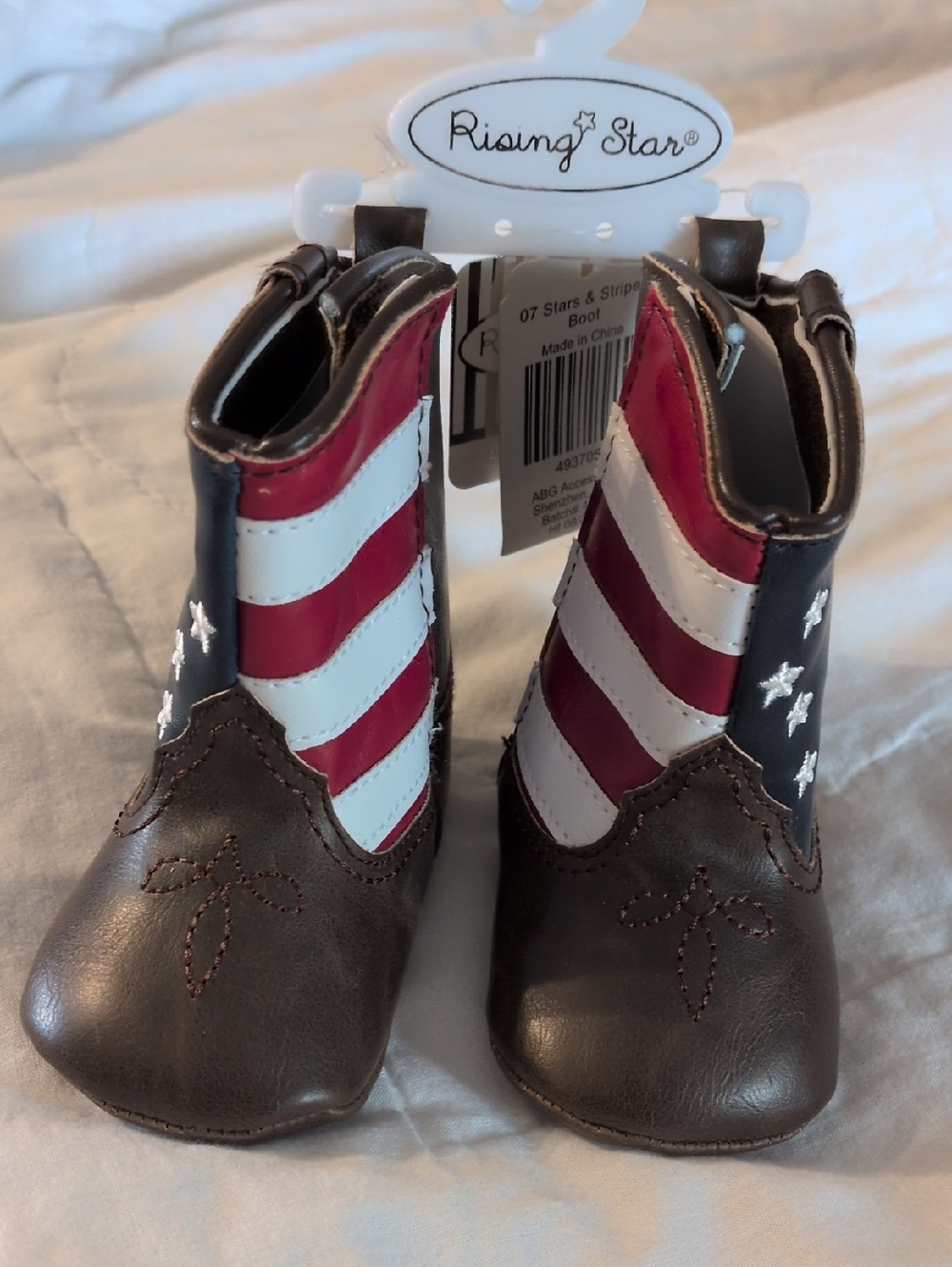 Rising Star Kids Red, White & Blue American Cowboy Boots Baby 6-9 Months